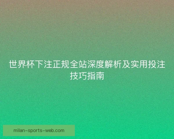 世界杯下注正规全站深度解析及实用投注技巧指南