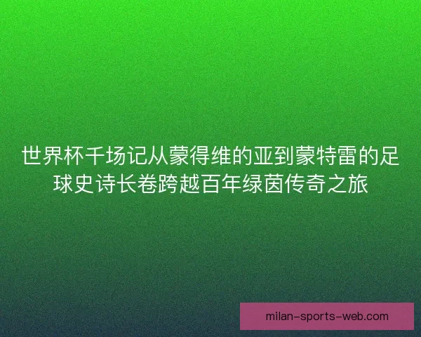 世界杯千场记从蒙得维的亚到蒙特雷的足球史诗长卷跨越百年绿茵传奇之旅